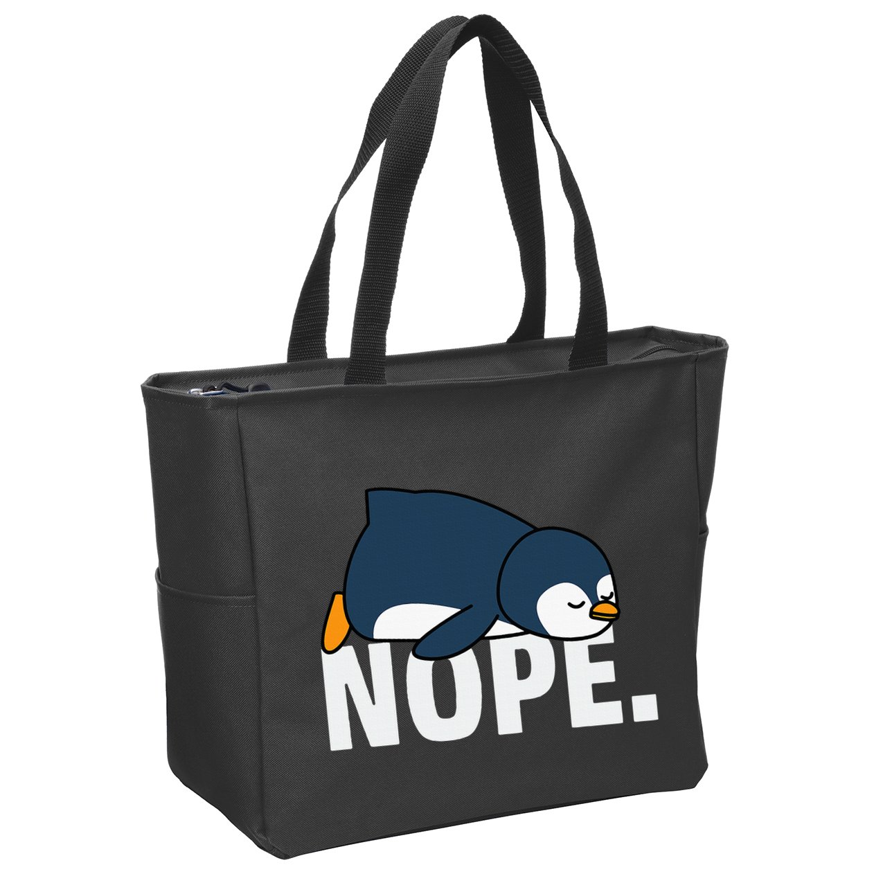 Nope Penguin Zip Tote Bag