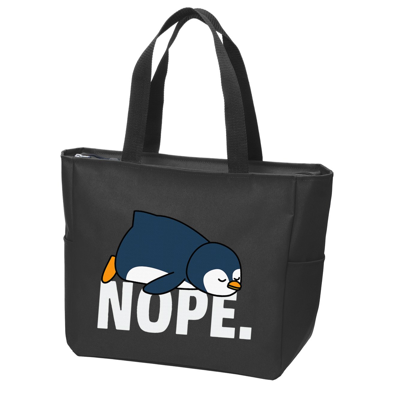 Nope Penguin Zip Tote Bag