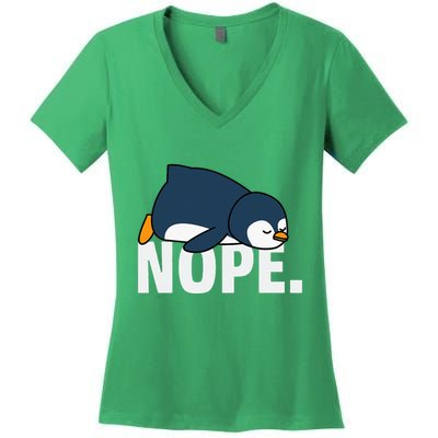 Nope Penguin Women's V-Neck T-Shirt