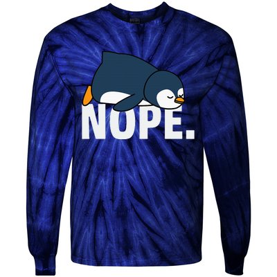 Nope Penguin Tie-Dye Long Sleeve Shirt