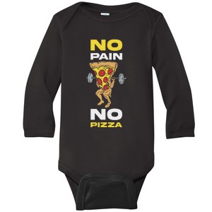 No Pain No Pizza Baby Long Sleeve Bodysuit