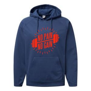 No Pain No Gain Fitness Gym Clothing Equipt Funny Gift Performance Fleece Hoodie