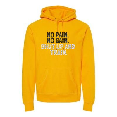 No Pain No Gain Shut Up And Train Gift Premium Hoodie