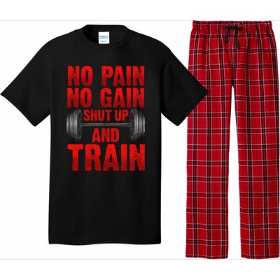 No Pain No Gain Shut Up And Train Workout Fitness Bodybuild Gift Pajama Set