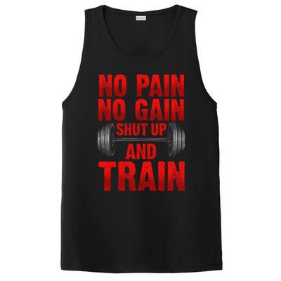 No Pain No Gain Shut Up And Train Workout Fitness Bodybuild Gift PosiCharge Competitor Tank