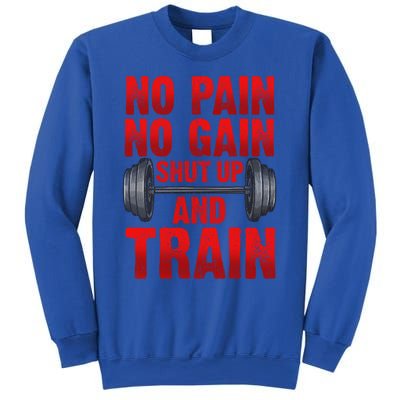 No Pain No Gain Shut Up And Train Workout Fitness Bodybuild Gift Sweatshirt