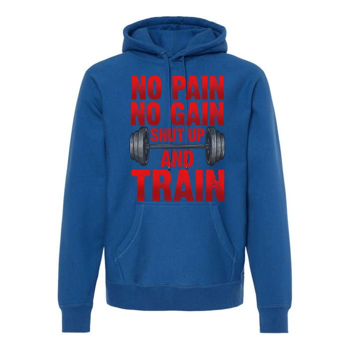 No Pain No Gain Shut Up And Train Workout Fitness Bodybuild Gift Premium Hoodie