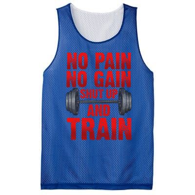 No Pain No Gain Shut Up And Train Workout Fitness Bodybuild Gift Mesh Reversible Basketball Jersey Tank