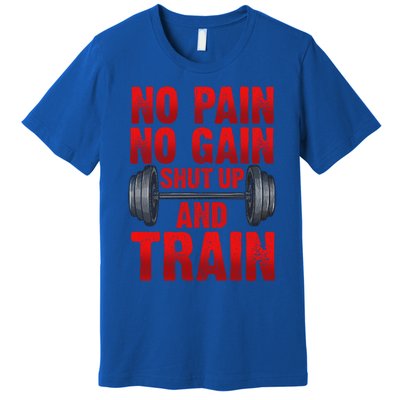 No Pain No Gain Shut Up And Train Workout Fitness Bodybuild Gift Premium T-Shirt