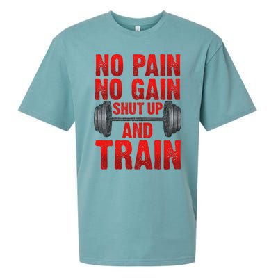 No Pain No Gain Shut Up And Train Workout Fitness Bodybuild Gift Sueded Cloud Jersey T-Shirt