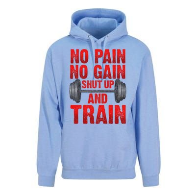 No Pain No Gain Shut Up And Train Workout Fitness Bodybuild Gift Unisex Surf Hoodie