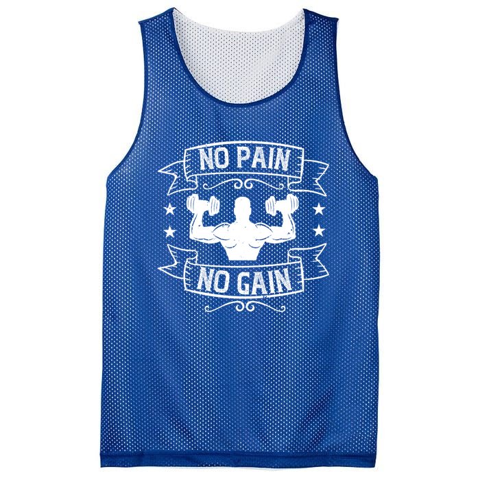 No Pain No Gain Funny Gift Funny Gym Workout Gift Mesh Reversible Basketball Jersey Tank