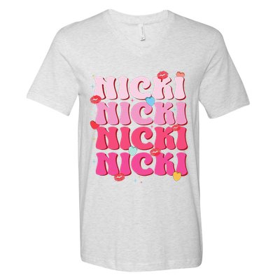 Nicki Personalized Name I Love Nicki Vintage V-Neck T-Shirt