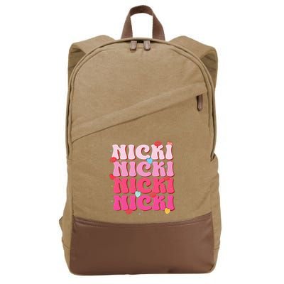 Nicki Personalized Name I Love Nicki Vintage Cotton Canvas Backpack
