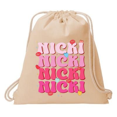 Nicki Personalized Name I Love Nicki Vintage Drawstring Bag
