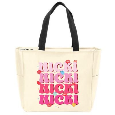 Nicki Personalized Name I Love Nicki Vintage Zip Tote Bag