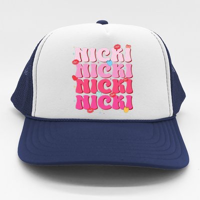 Nicki Personalized Name I Love Nicki Vintage Trucker Hat