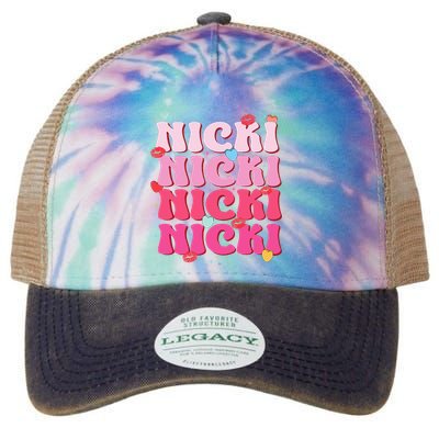 Nicki Personalized Name I Love Nicki Vintage Legacy Tie Dye Trucker Hat