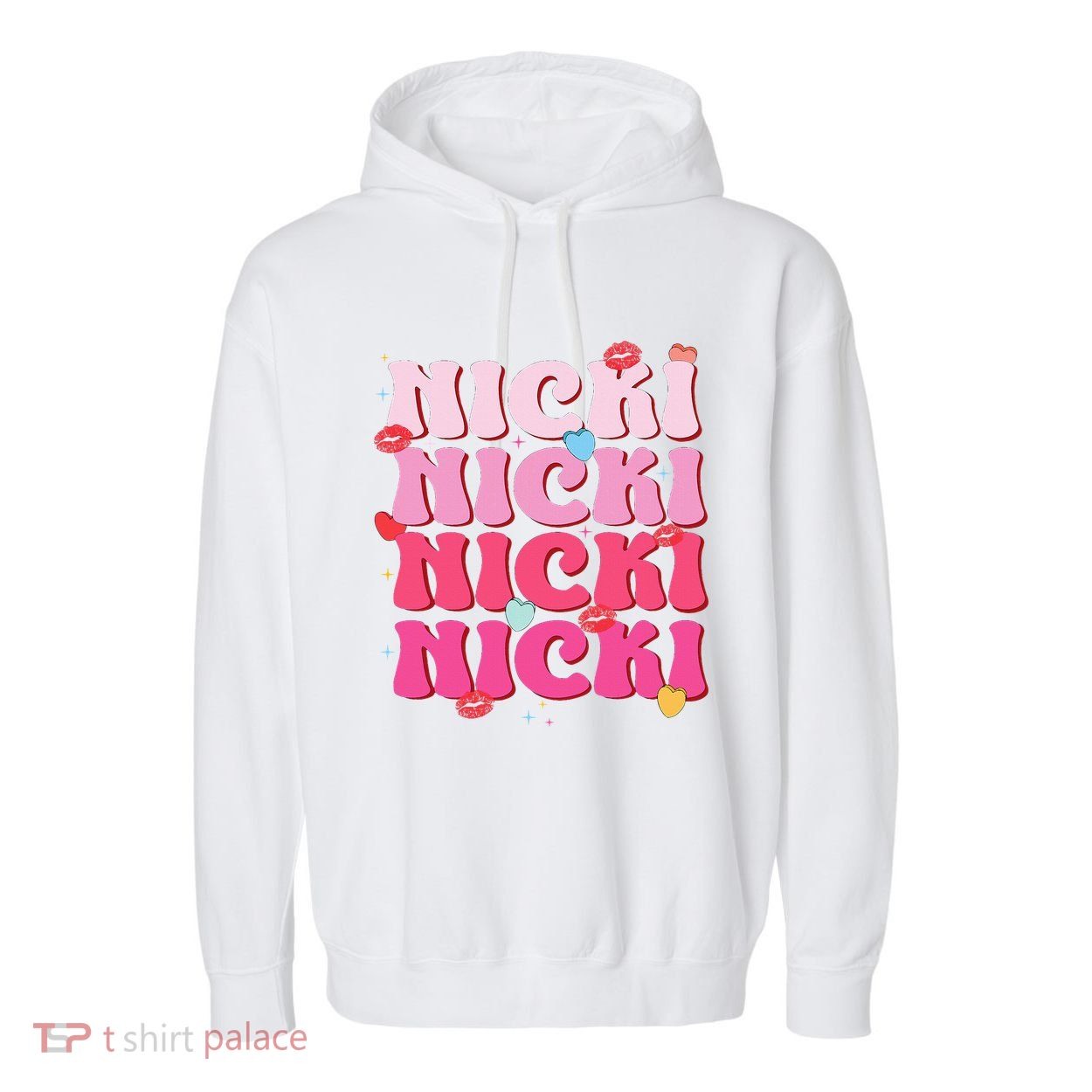Nicki Personalized Name I Love Nicki Vintage Garment-Dyed Fleece Hoodie