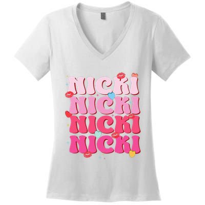 Nicki Personalized Name I Love Nicki Vintage Women's V-Neck T-Shirt