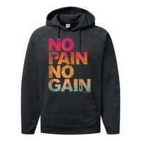 No Pain No Gain Motivation Workout Gym Performance Fleece Hoodie