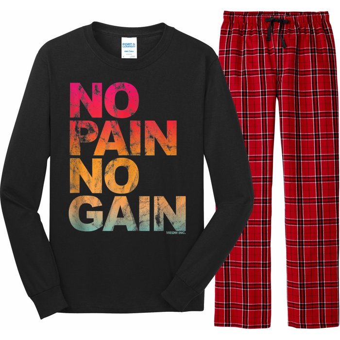 No Pain No Gain Motivation Workout Gym Long Sleeve Pajama Set