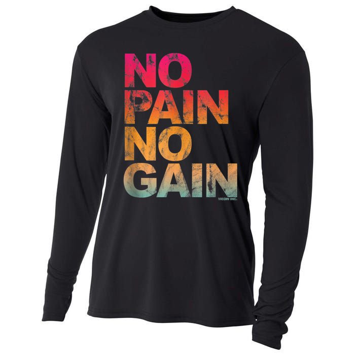 No Pain No Gain Motivation Workout Gym Cooling Performance Long Sleeve Crew