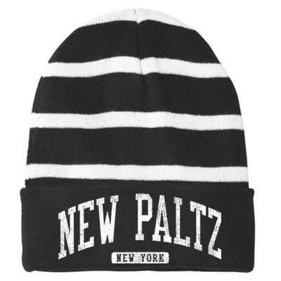 New Paltz New York Ny Js03 College University Style Striped Beanie with Solid Band