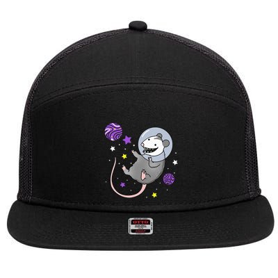 N.O.N.B.I.N.A.R.Y Pride Opossum In Space 7 Panel Mesh Trucker Snapback Hat