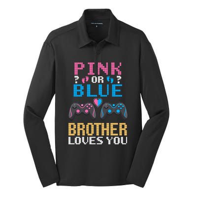 Nx6 Pink Or Blue Gender Reveal For Brother Video Game Lover Gift Silk Touch Performance Long Sleeve Polo