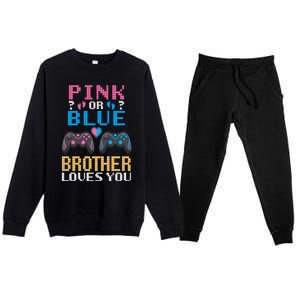 Nx6 Pink Or Blue Gender Reveal For Brother Video Game Lover Gift Premium Crewneck Sweatsuit Set