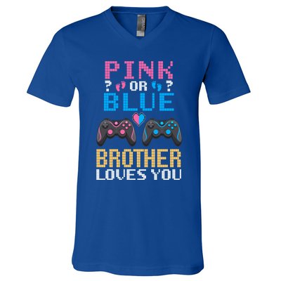 Nx6 Pink Or Blue Gender Reveal For Brother Video Game Lover Gift V-Neck T-Shirt