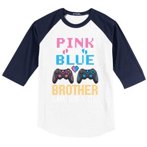 Nx6 Pink Or Blue Gender Reveal For Brother Video Game Lover Gift Baseball Sleeve Shirt