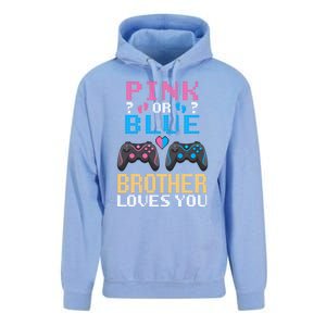 Nx6 Pink Or Blue Gender Reveal For Brother Video Game Lover Gift Unisex Surf Hoodie