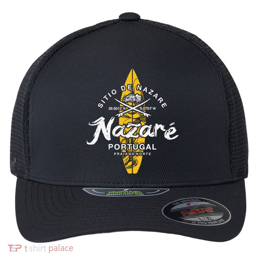 Nazare Portugal Praia Do Norte Vintage Surfing Great Gift Flexfit Unipanel Trucker Cap
