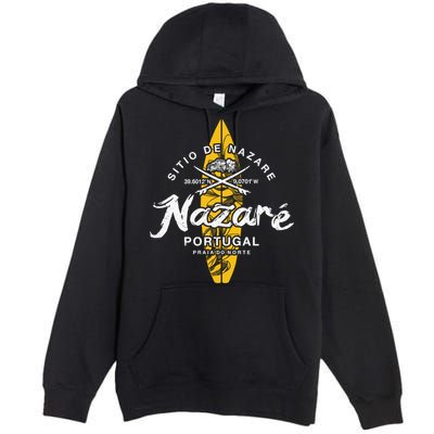 Nazare Portugal Praia Do Norte Vintage Surfing Great Gift Premium Pullover Hoodie