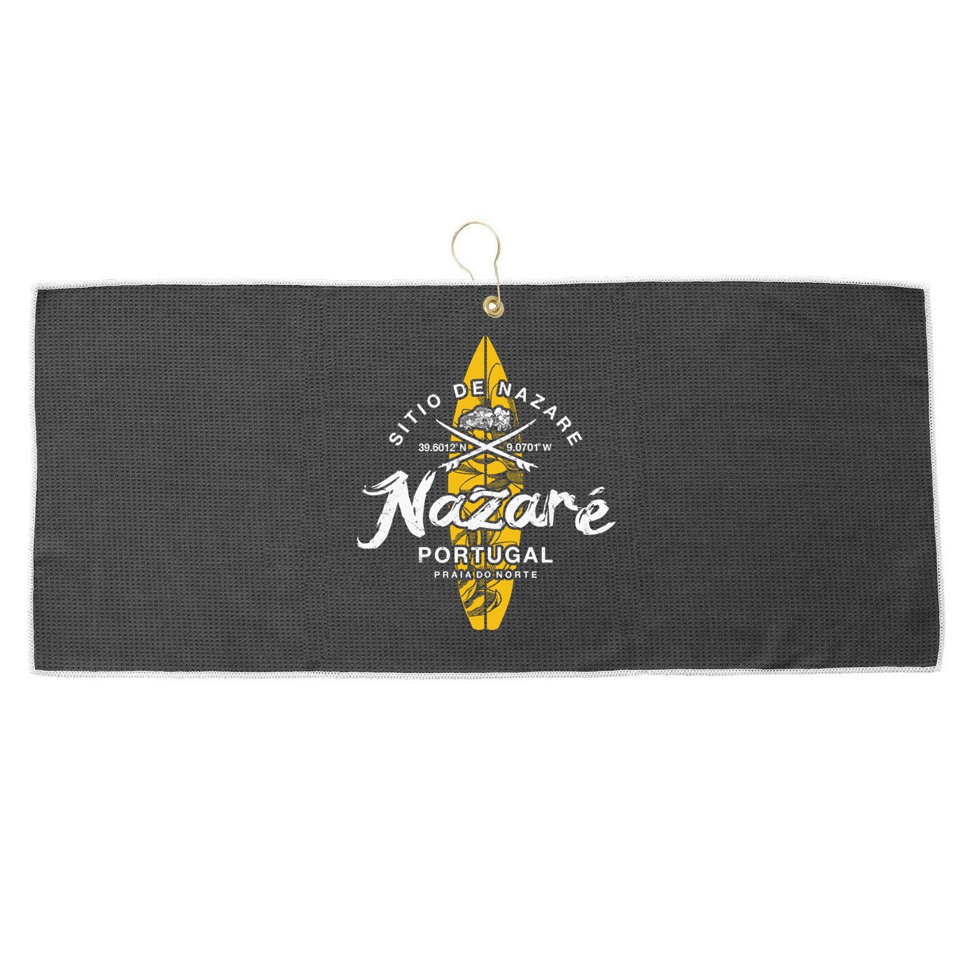 Nazare Portugal Praia Do Norte Vintage Surfing Great Gift Large Microfiber Waffle Golf Towel