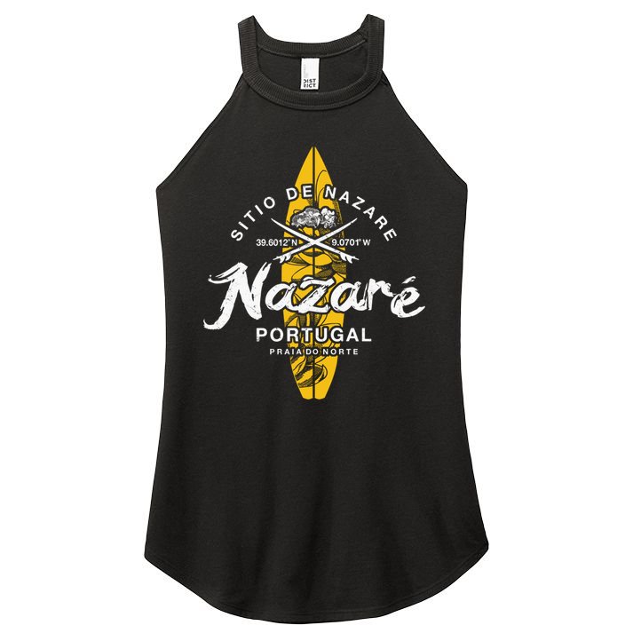 Nazare Portugal Praia Do Norte Vintage Surfing Great Gift Women's Perfect Tri Rocker Tank