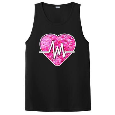 Nurses Pretty Pink Flowers Pulse Heart Gift PosiCharge Competitor Tank