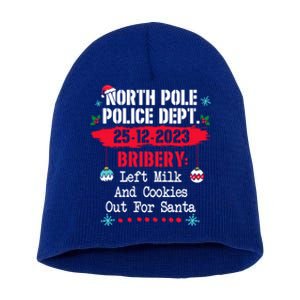 North Pole Police Dept Bribery Left Milk Cookies For Santa Gift Short Acrylic Beanie