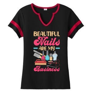 Nail Polish Pedicurist Manicurist For Nail Artists Nail Tech Ladies Halftime Notch Neck Tee