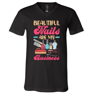 Nail Polish Pedicurist Manicurist For Nail Artists Nail Tech V-Neck T-Shirt