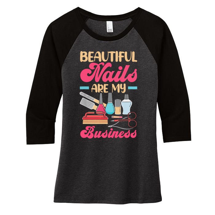 Nail Polish Pedicurist Manicurist For Nail Artists Nail Tech Women's Tri-Blend 3/4-Sleeve Raglan Shirt