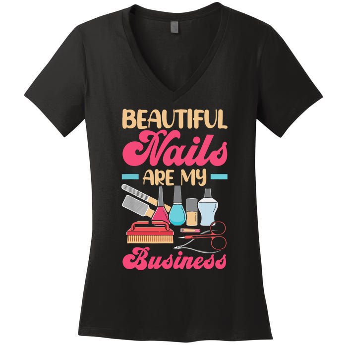 Nail Polish Pedicurist Manicurist For Nail Artists Nail Tech Women's V-Neck T-Shirt