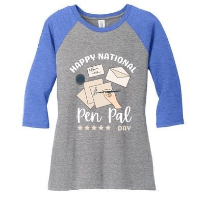 National Pen Pal Day Gift Women's Tri-Blend 3/4-Sleeve Raglan Shirt