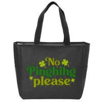 No Pinghihg Please Retro St Patrick Day Cute Shamrock Zip Tote Bag