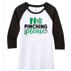 No Pinching Please Green Plaid Clover St Patricks Day Women's Tri-Blend 3/4-Sleeve Raglan Shirt