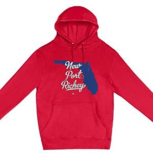 New Port Richey Florida FL Map Premium Pullover Hoodie