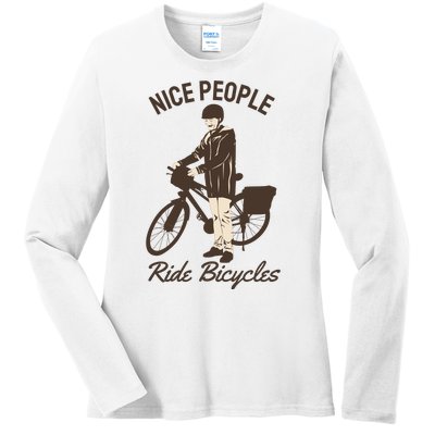 Nice People Ride Bicycles Ladies Long Sleeve Shirt