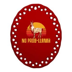 NO PROBLLAMA Retro Funny Llama Alpaca Graphic Ceramic Oval Ornament